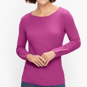 NWT Talbots purple Cableknit Button Cuff Sweater woman's size L large